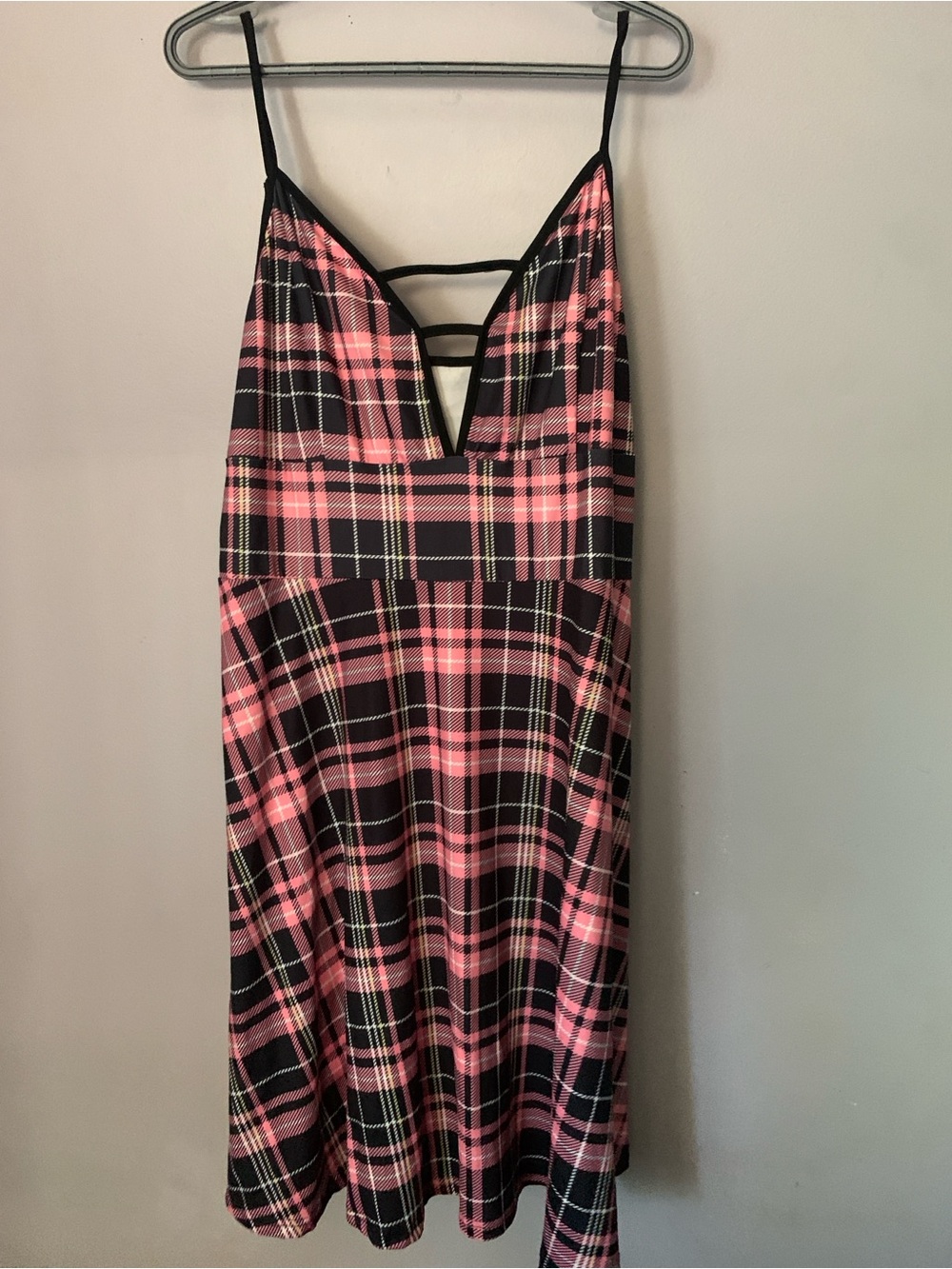 Plaid Pink & Black Spaghetti Strap Dress